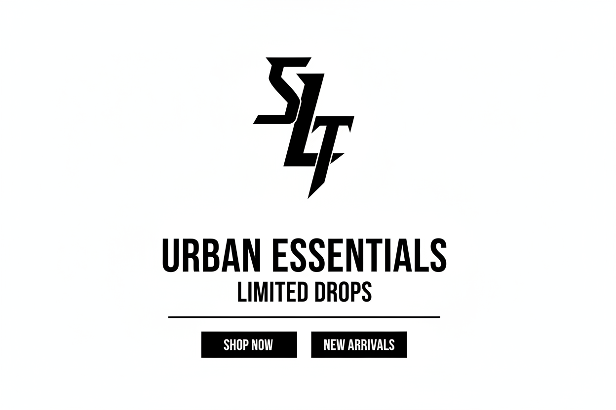 White and black SLT streetwear banner